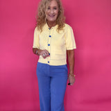 Sunlit Stitch Short Sleeve Knit Jacket in Yellow - Shabby 2 Chic Boutiques