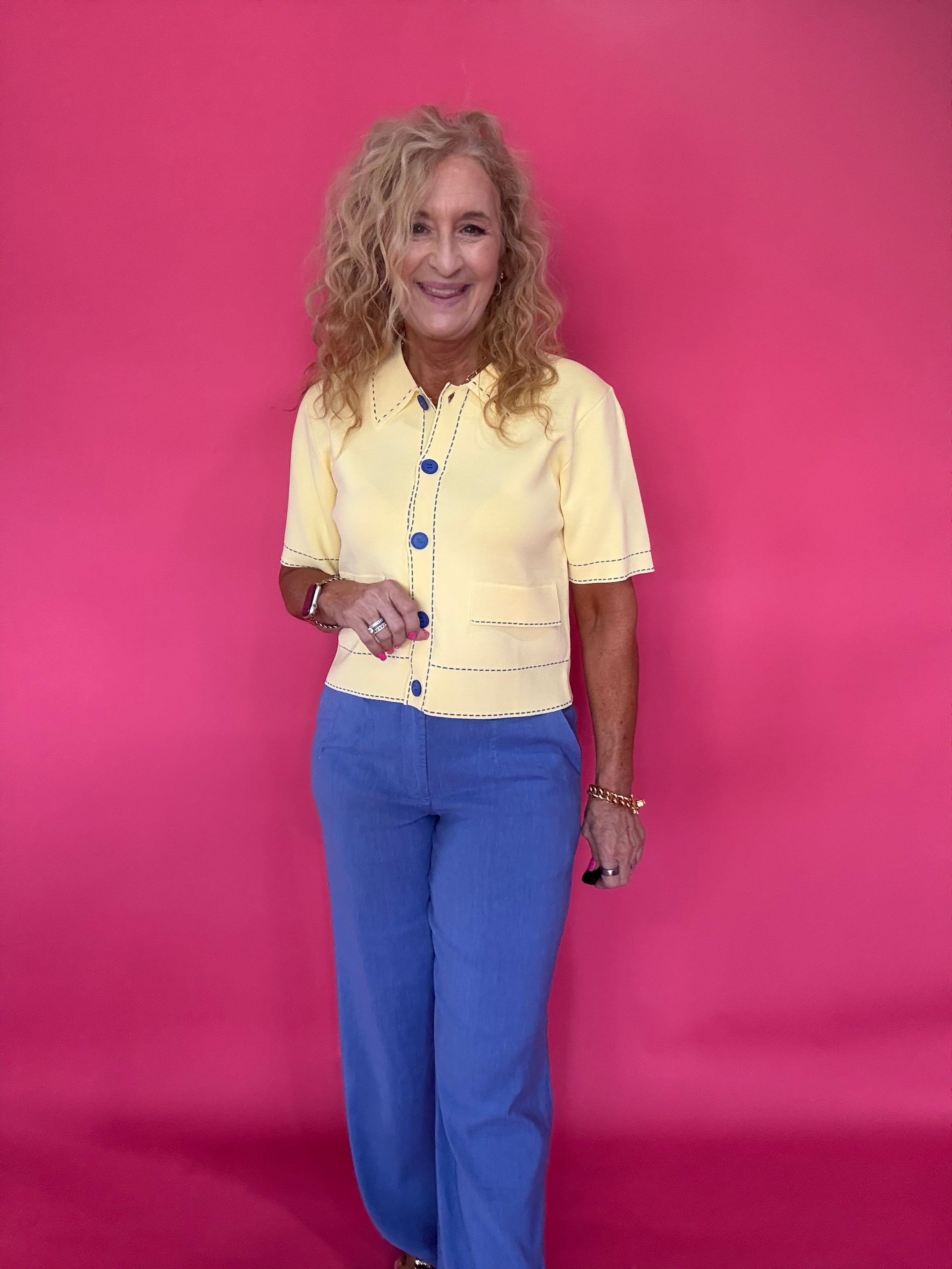 Sunlit Stitch Short Sleeve Knit Jacket in Yellow - Shabby 2 Chic Boutiques