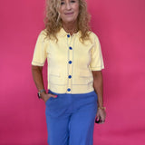 Sunlit Stitch Short Sleeve Knit Jacket in Yellow - Shabby 2 Chic Boutiques