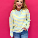Sunny Stripe Half-Button Knit Sweater - Shabby 2 Chic Boutiques