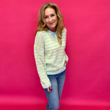 Sunny Stripe Half-Button Knit Sweater - Shabby 2 Chic Boutiques