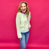 Sunny Stripe Half-Button Knit Sweater - Shabby 2 Chic Boutiques