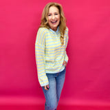 Sunny Stripe Half-Button Knit Sweater - Shabby 2 Chic Boutiques