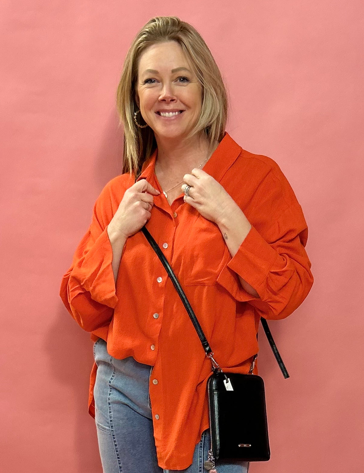 Sunset Breeze Oversized Button-Up Shirt – Poppy
