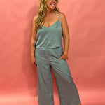 Sunset Satin Pant in Sea Pine