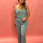 Sunset Satin Pant in Sea Pine