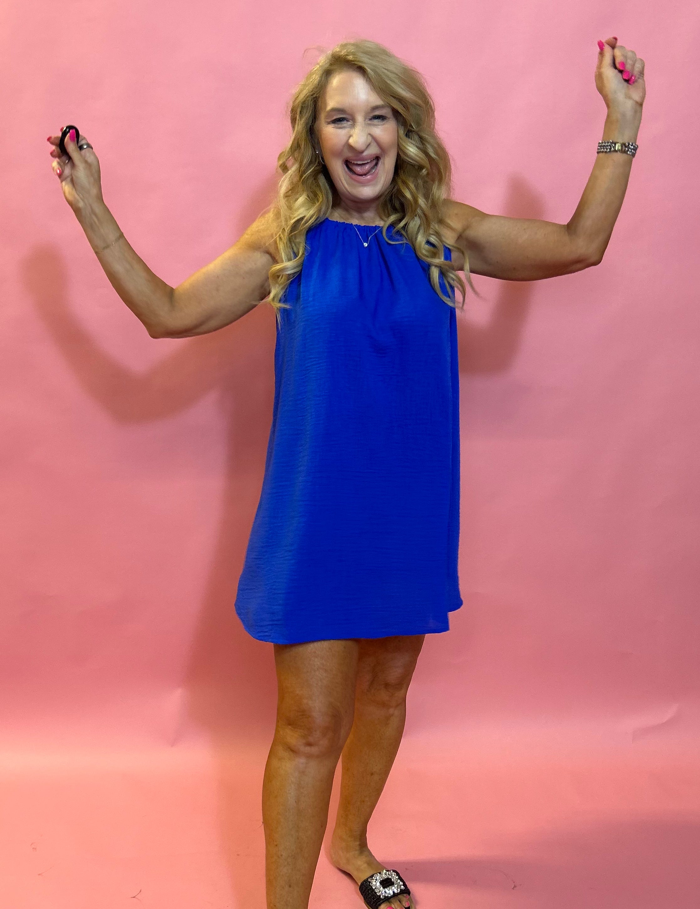 Sunshine Picnic Dress Mini Dress in Blue