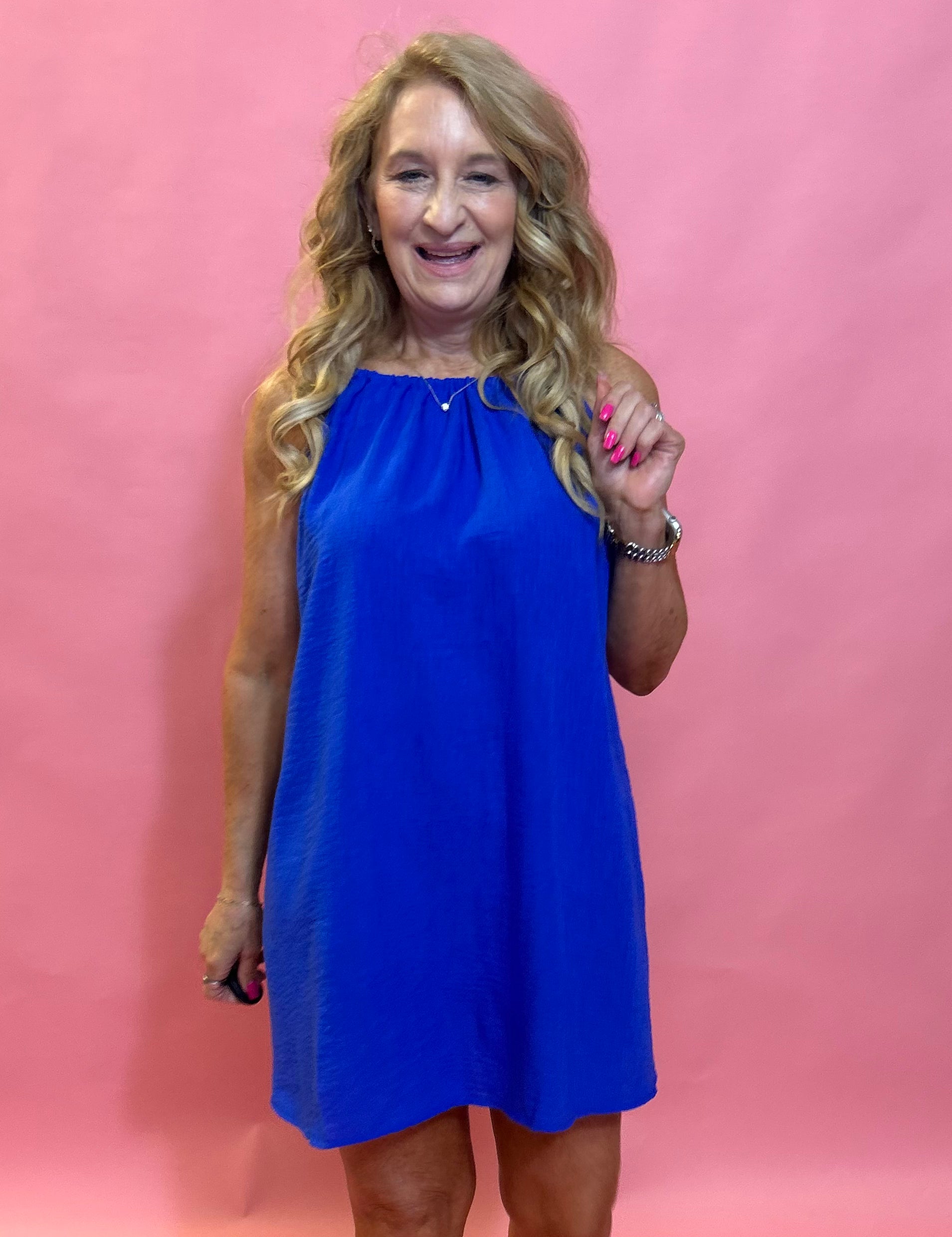 Sunshine Picnic Dress Mini Dress in Blue