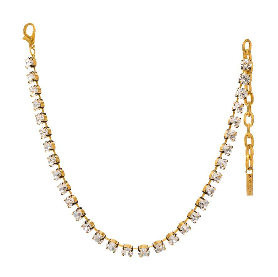 Supreme Oakland necklace in clear, antique gold plating with high-quality crystals and hand-painted enamel accents