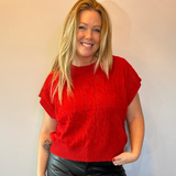 Sweet & Cozy Cable Knit Vest in Red