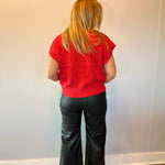 Sweet & Cozy Cable Knit Vest in Red