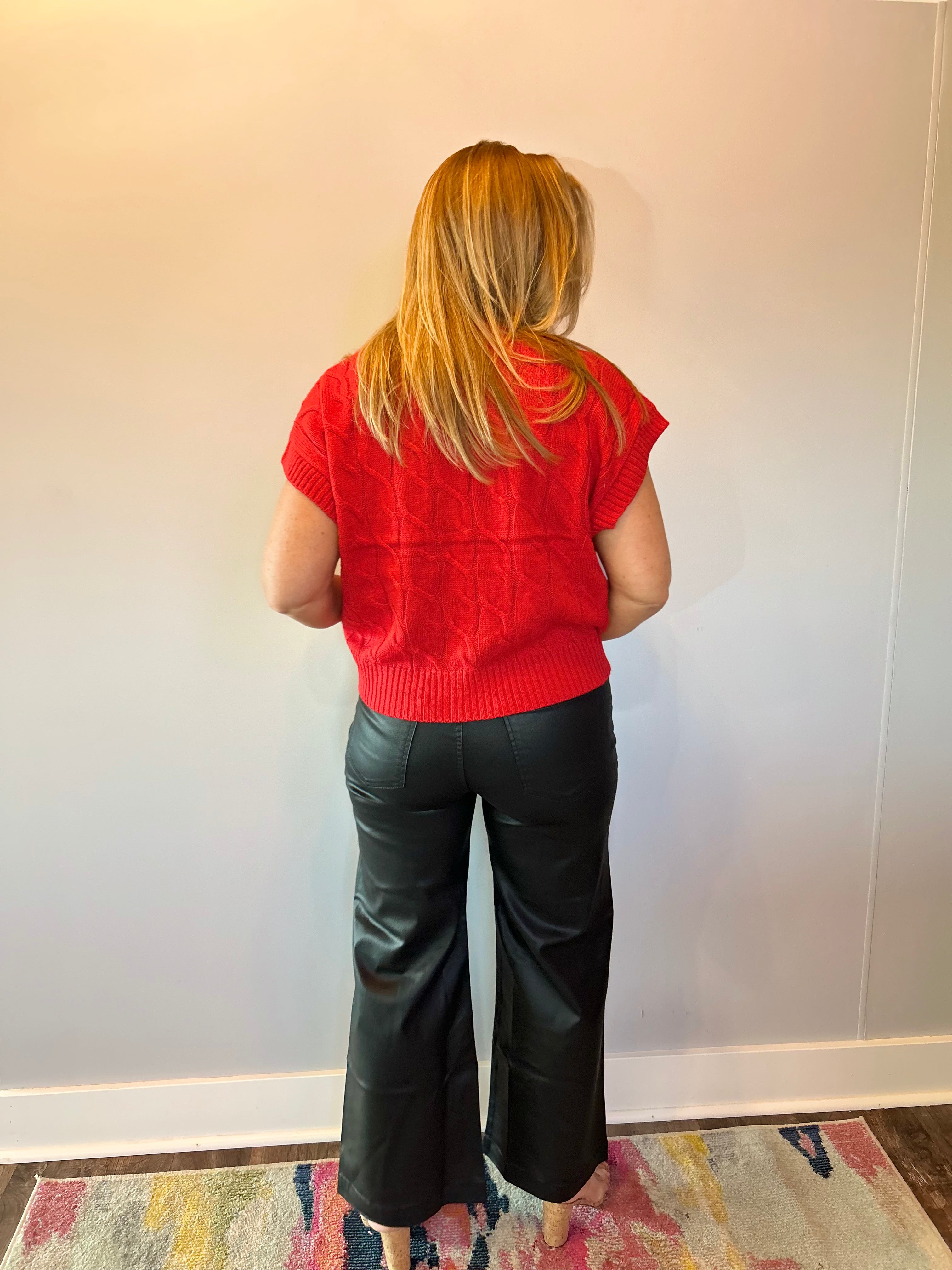 Sweet & Cozy Cable Knit Vest in Red