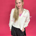 Sweet Detail Bow Embroidered Cardigan