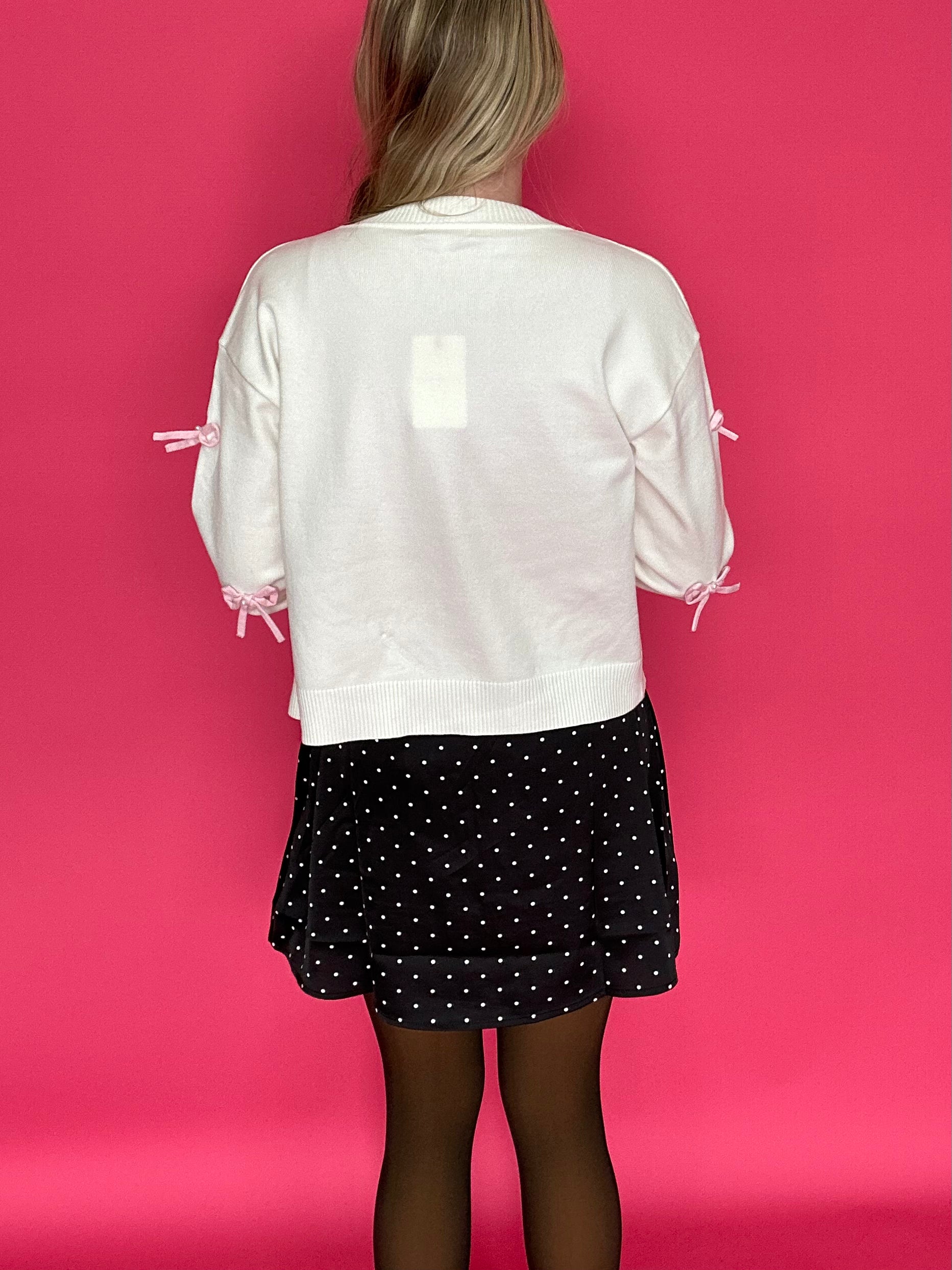 Sweet Detail Bow Embroidered Cardigan