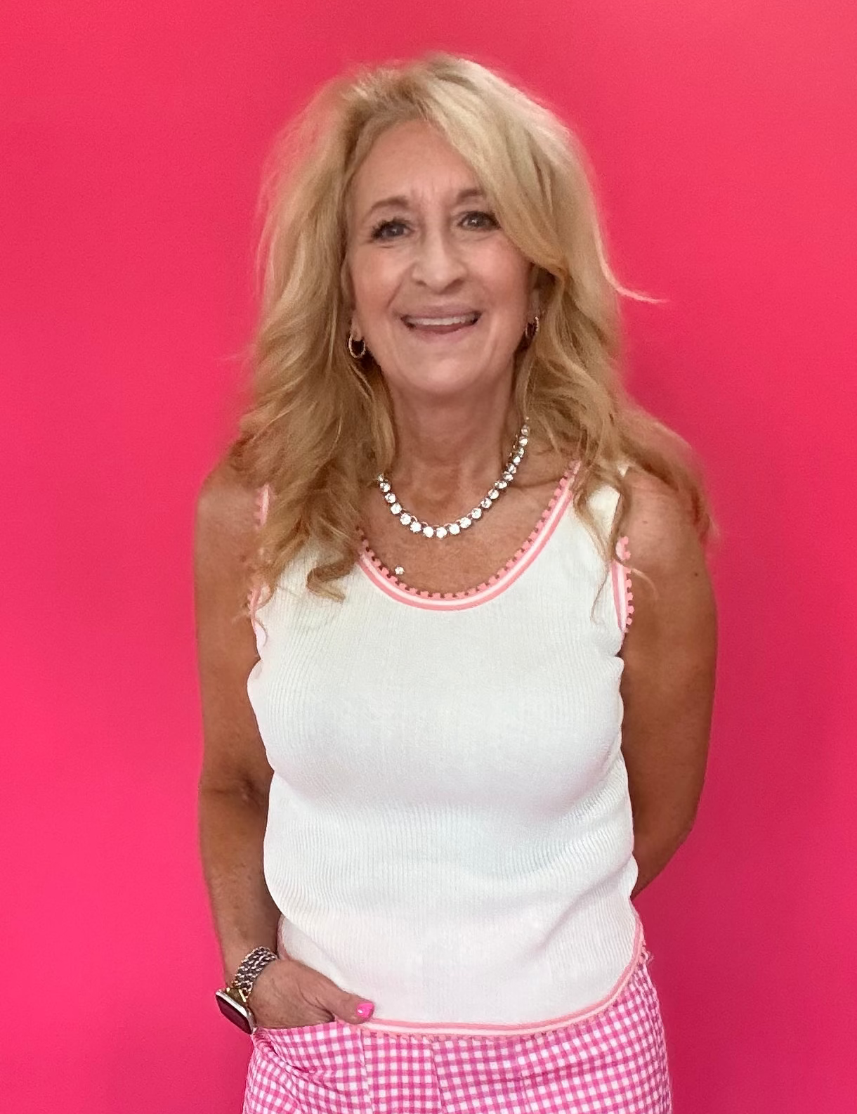 Sweet Detail Ribbed Tank in Ivory Blush
