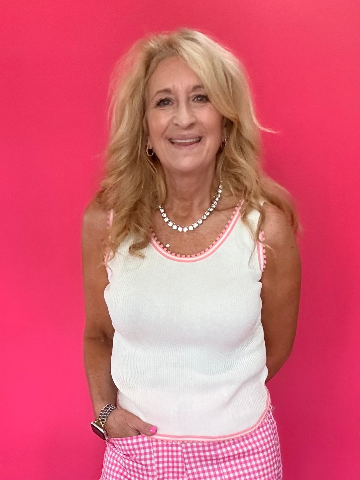 Sweet Detail Ribbed Tank in Ivory Blush