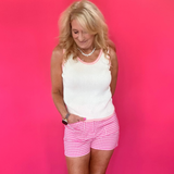 Sweet Detail Ribbed Tank in Ivory Blush