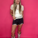 Sweet Dot Lace Mesh Top in Ivory - Shabby 2 Chic Boutiques