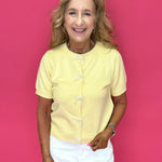 Sweet Pearl Bow Cardigan in Yellow - Shabby 2 Chic Boutiques