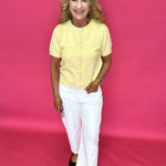 Sweet Pearl Bow Cardigan in Yellow - Shabby 2 Chic Boutiques