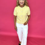 Sweet Pearl Bow Cardigan in Yellow - Shabby 2 Chic Boutiques