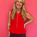 Sweet Shape Peplum Sweater Tank in Red - Shabby 2 Chic Boutiques