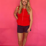 Sweet Shape Peplum Sweater Tank in Red - Shabby 2 Chic Boutiques