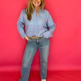 Sweet Spot Polka Dot Knit Cardigan in Blue