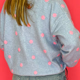 Sweet Spot Polka Dot Knit Cardigan in Blue