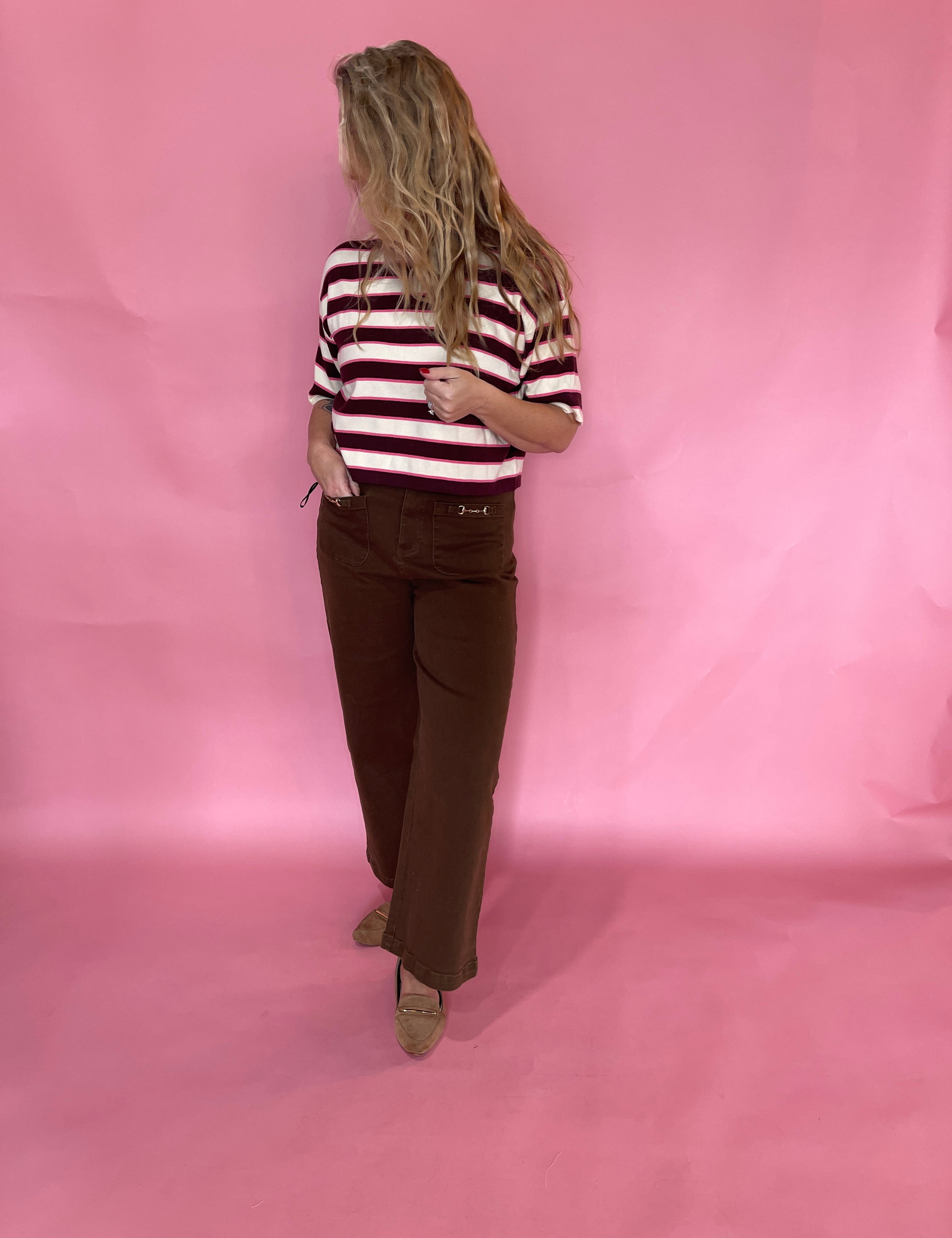Sweet Stripe Short-Sleeve Sweater