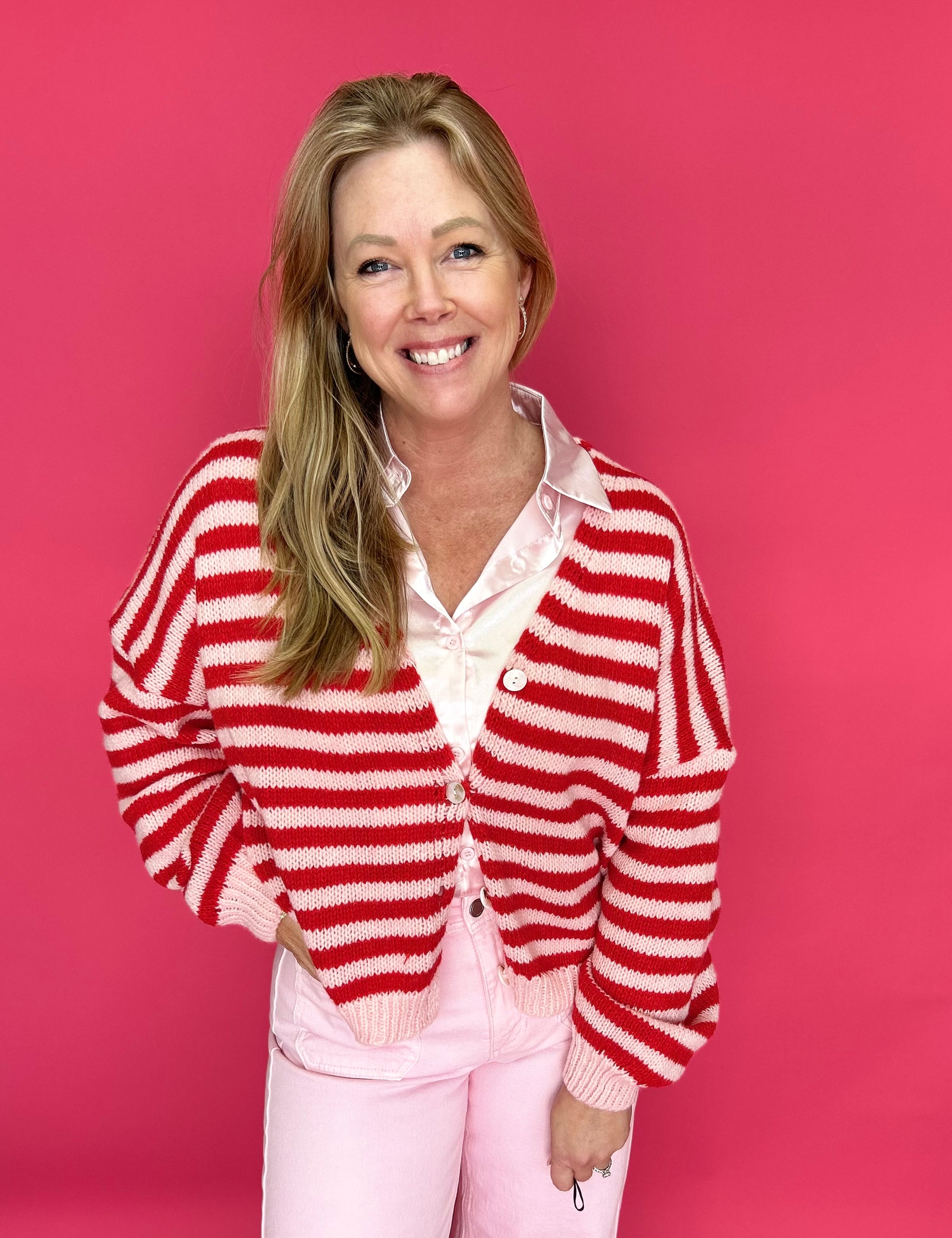 Sweet Stripe Slouchy Knit Cardigan