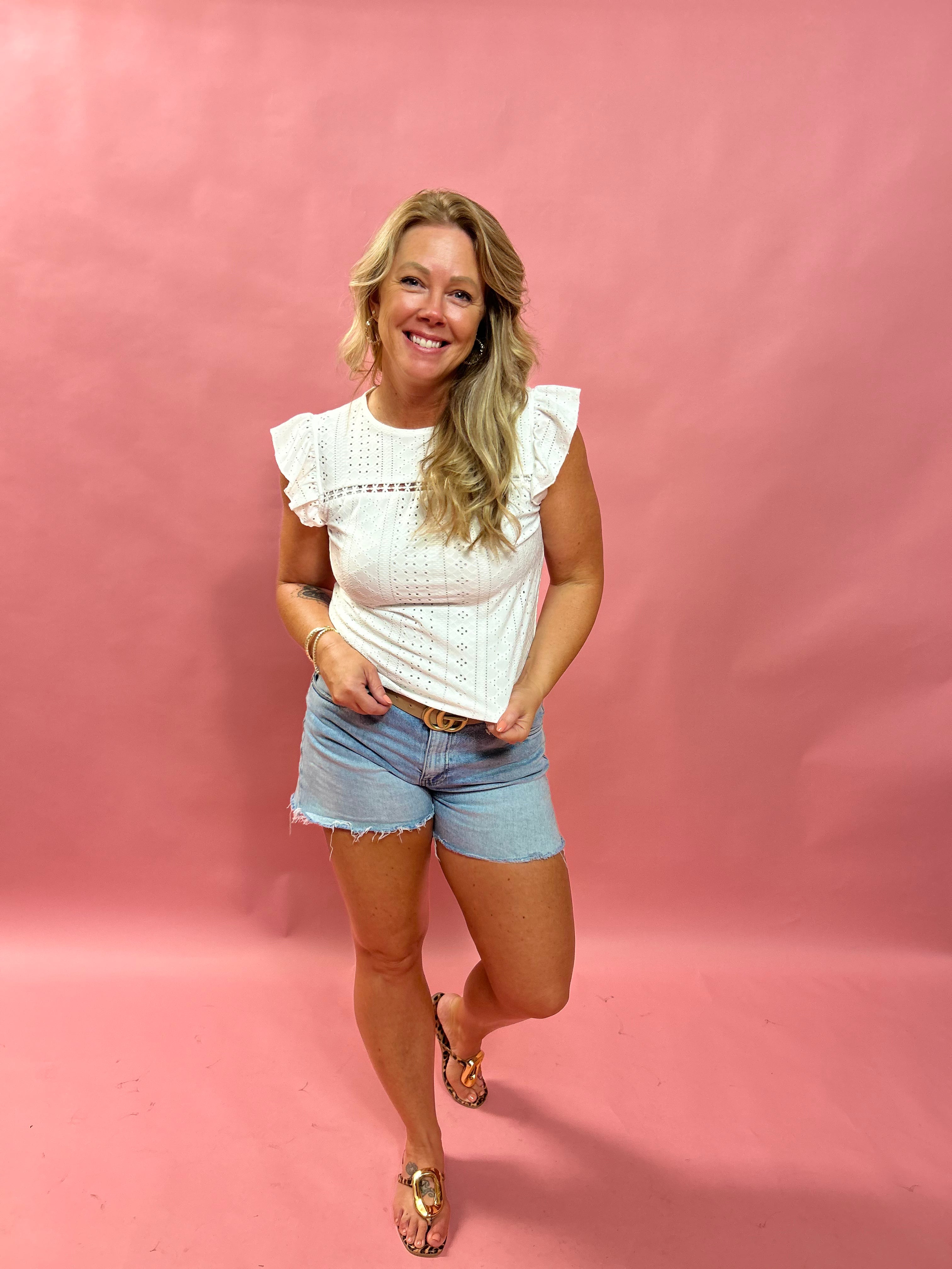 Sweet & Structured – Lace Ruffle Blouse in White