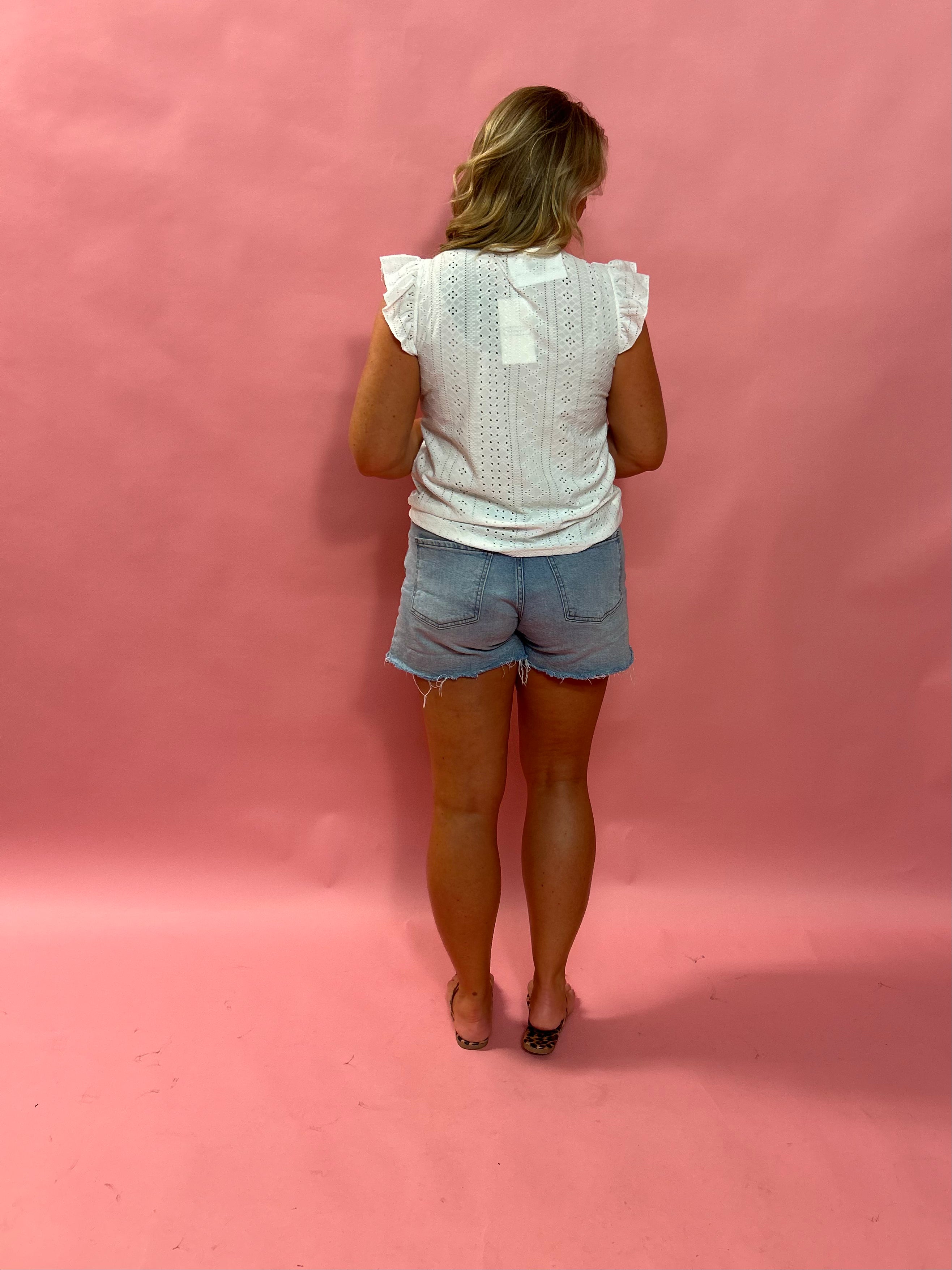 Sweet & Structured – Lace Ruffle Blouse in White