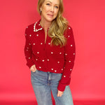 Sweetheart Charm Heart-Collared Button-Up Sweater - Shabby 2 Chic Boutiques