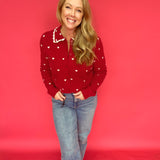 Sweetheart Charm Heart-Collared Button-Up Sweater - Shabby 2 Chic Boutiques