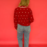 Sweetheart Charm Heart-Collared Button-Up Sweater - Shabby 2 Chic Boutiques