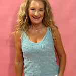 Tara V-Neck Sweater Tank in Sage