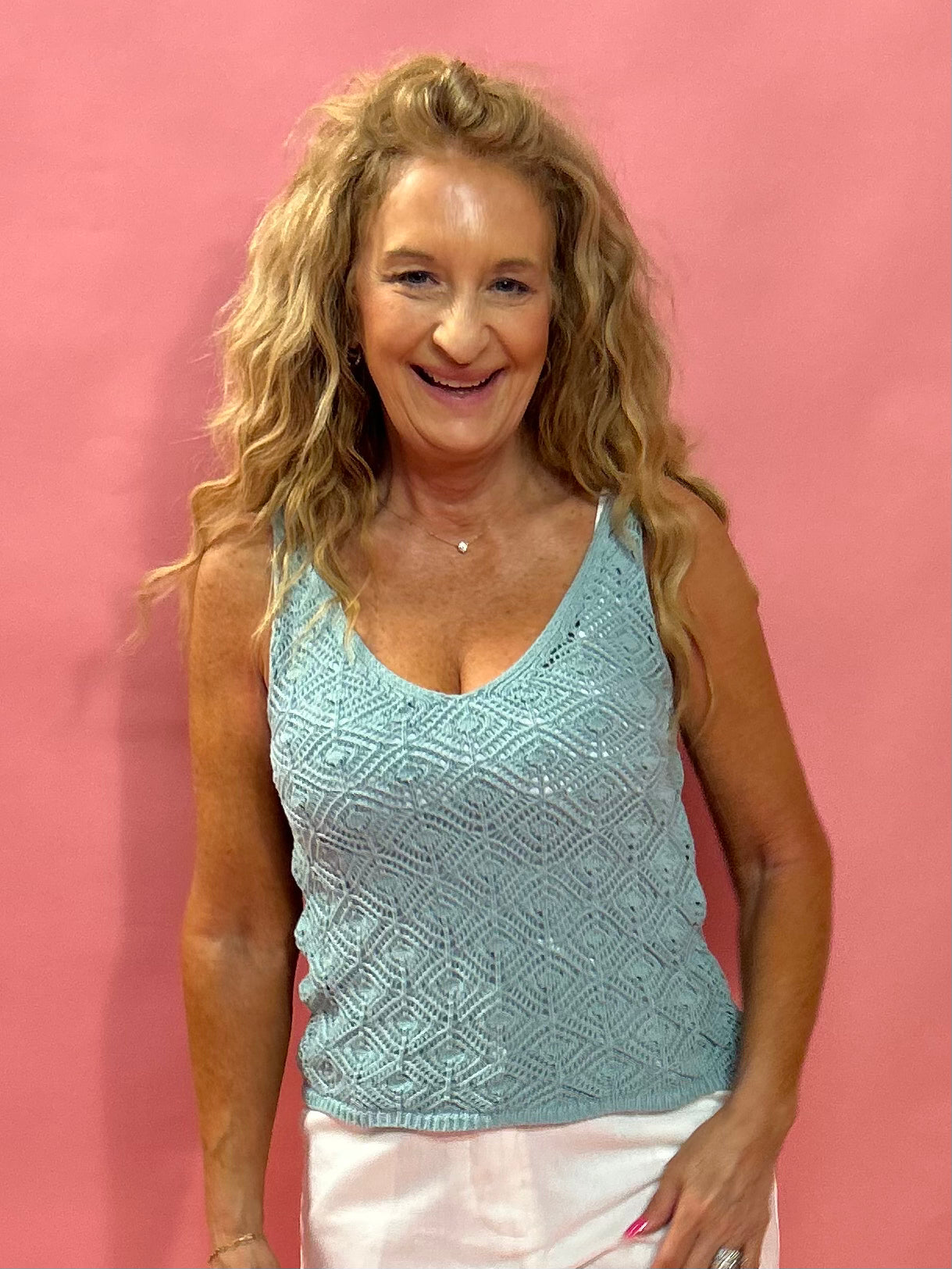 Tara V-Neck Sweater Tank in Sage