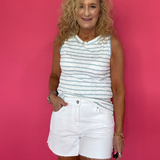 Textured Stripe Knit Ruffle Tank Top - Shabby 2 Chic Boutiques