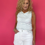 Textured Stripe Knit Ruffle Tank Top - Shabby 2 Chic Boutiques