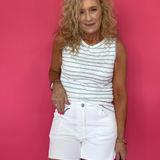 Textured Stripe Knit Ruffle Tank Top - Shabby 2 Chic Boutiques