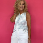 Textured Stripe Knit Ruffle Tank Top - Shabby 2 Chic Boutiques