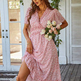 SZ25-DR23049 Floral Print Ruffle Trim Dress - Shabby 2 Chic Boutiques