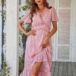SZ25-DR23049 Floral Print Ruffle Trim Dress - Shabby 2 Chic Boutiques