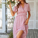 SZ25-DR23049 Floral Print Ruffle Trim Dress - Shabby 2 Chic Boutiques