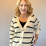 The Boho Block Pocket Cardigan with Black Stripe