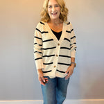 The Boho Block Pocket Cardigan with Black Stripe