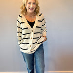 The Boho Block Pocket Cardigan with Black Stripe