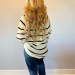 The Boho Block Pocket Cardigan with Black Stripe