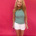 The Coastal Cool Stripe High Neck Tank in Green - Shabby 2 Chic Boutiques